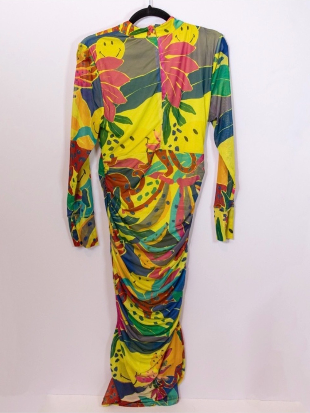 FARM Rio Jungle Print Ruched Mesh Dress β Size Large - Picture 4 of 5
